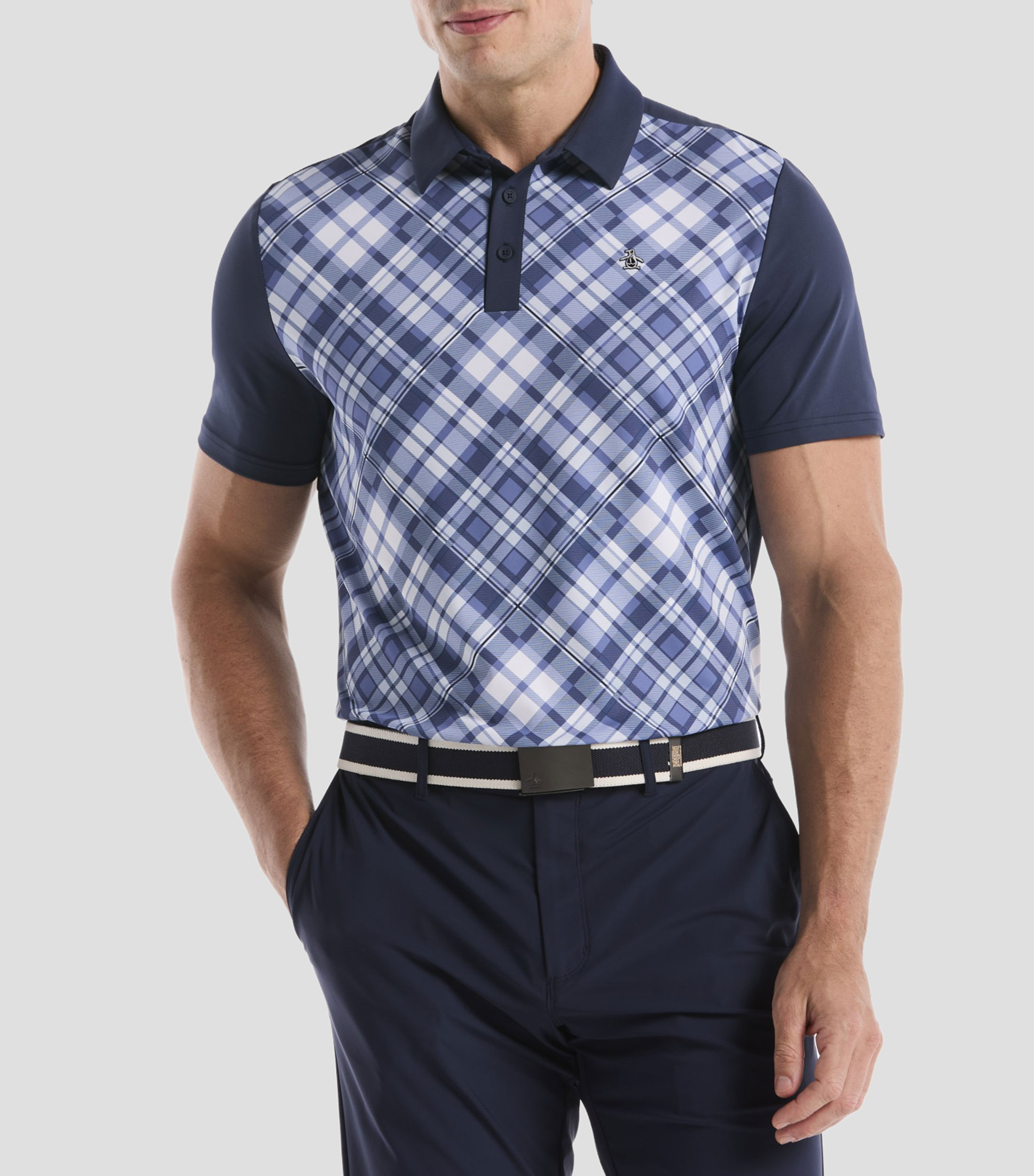 Playera tipo polo manga corta cuadros Hombre